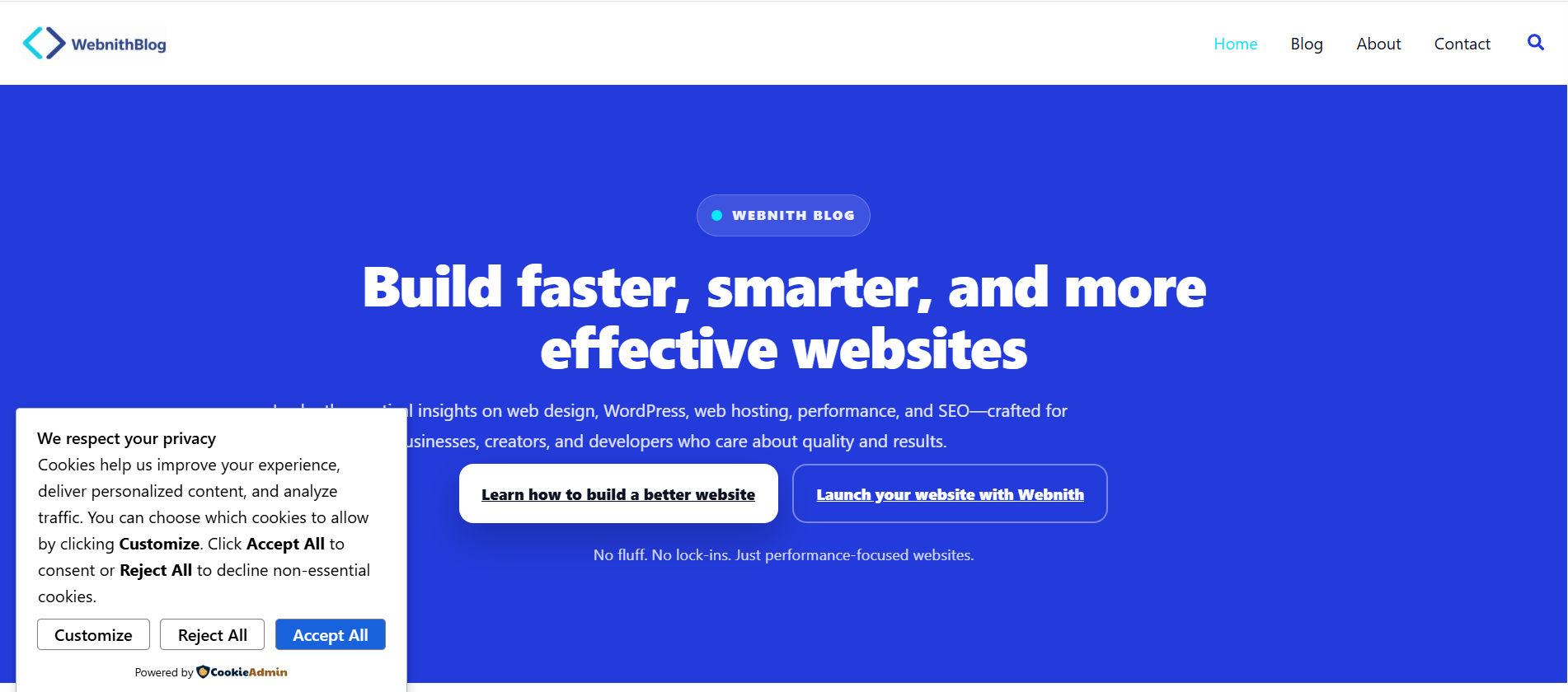Webnith Blog website design example by Webnith